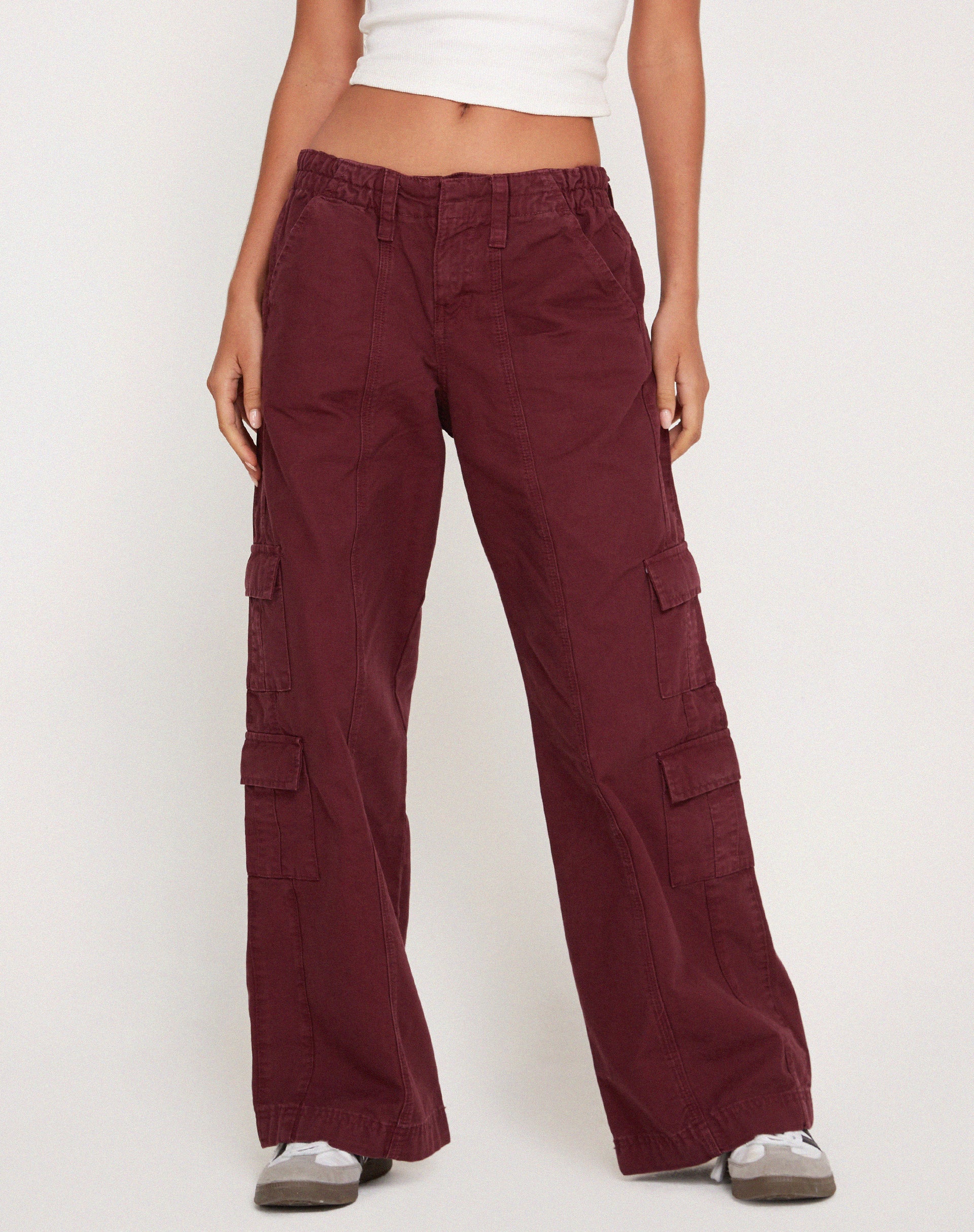 Solid Color Pocket Cargo Pants Casual High Waist Jogger - Temu Germany
